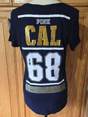 PINK Victoria's Secret Navy Tee with Gold Sequin CAL  "Berkeley"